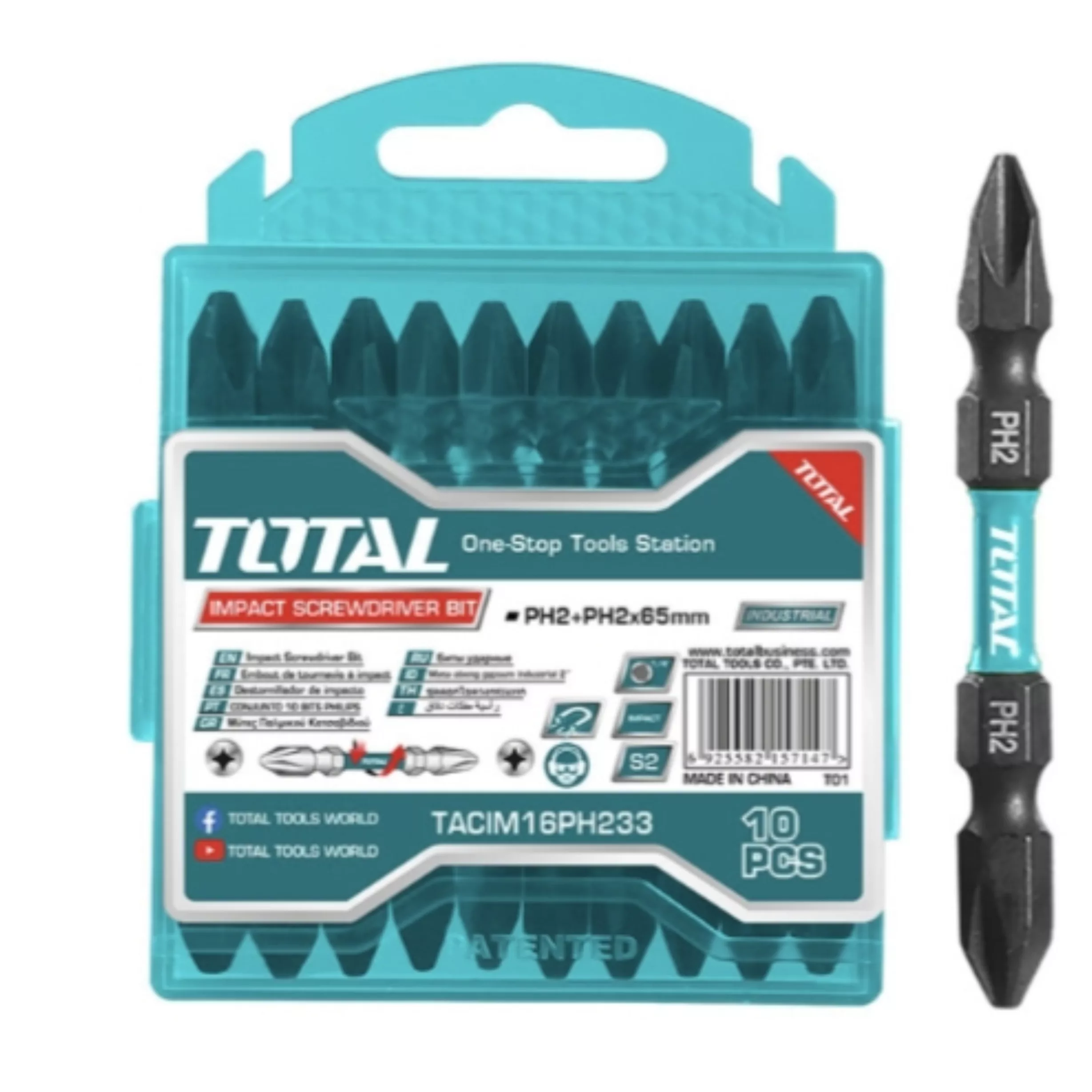 سری پیچ گوشتی دو سر چهار سو توتال مدل TACIM16PH233  بسته 10 عددی