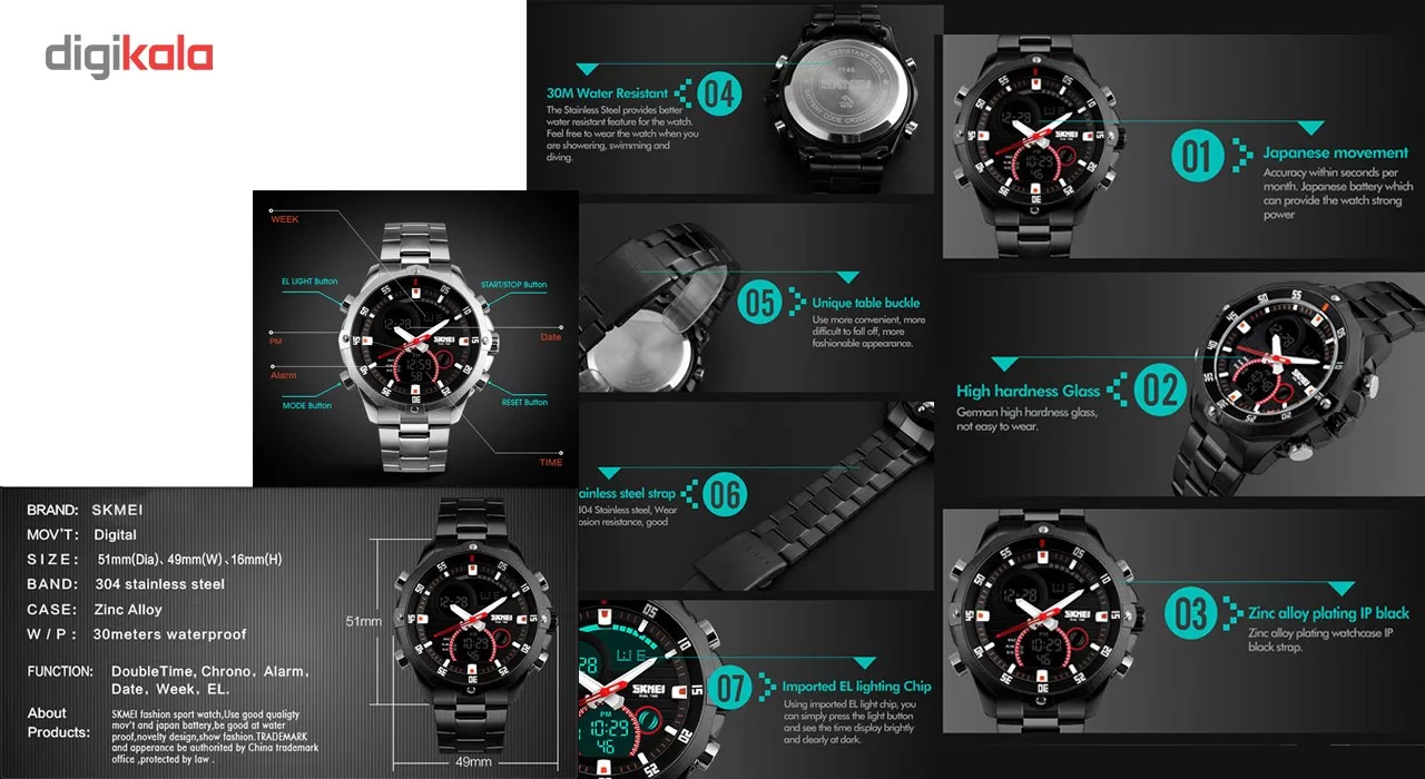 ساعت مچی دیجیتالی مردانه اسکمی مدل 1146