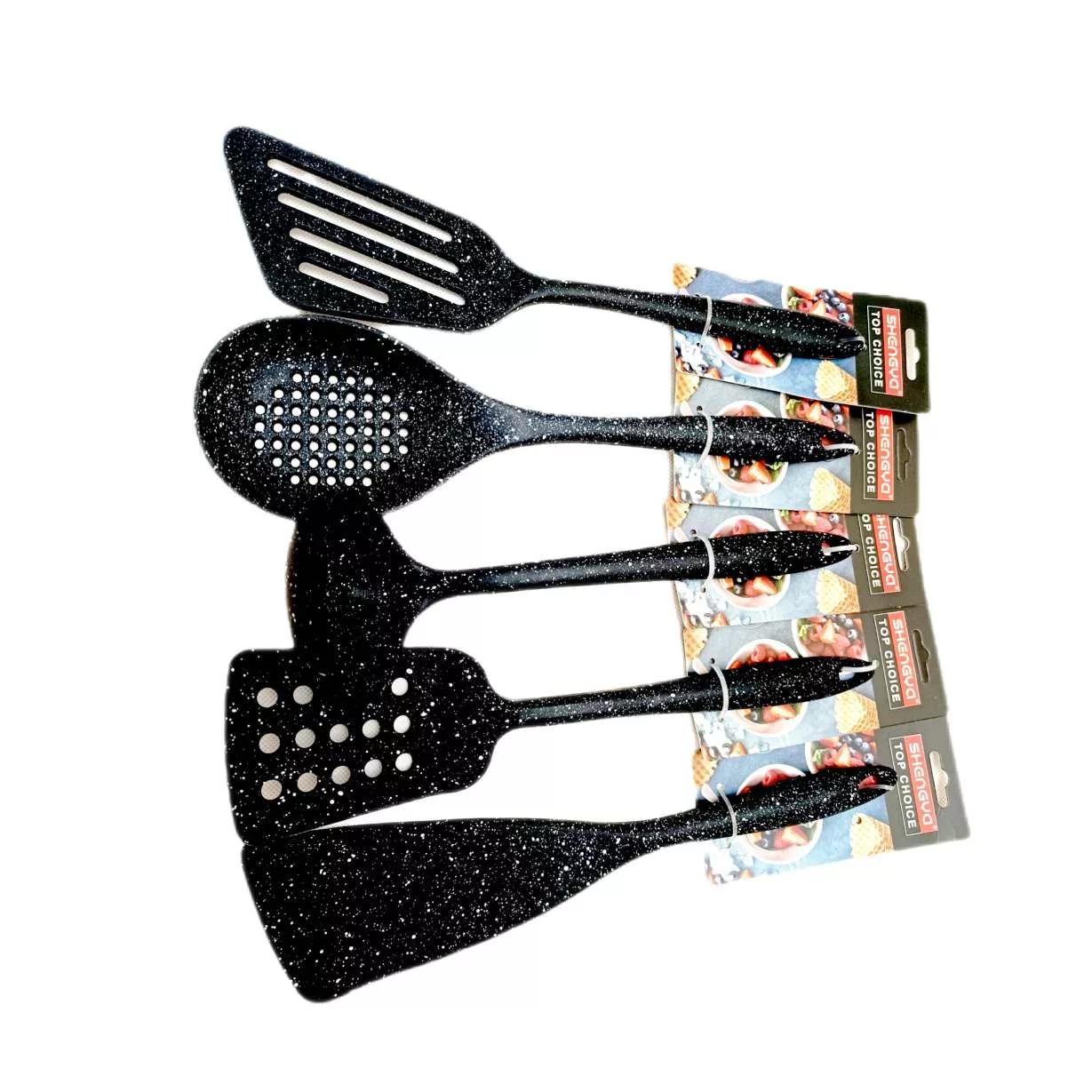 سرویس کفگیر و ملاقه 5 پارچه شنگیا مدل سیلیکونی کد 0005