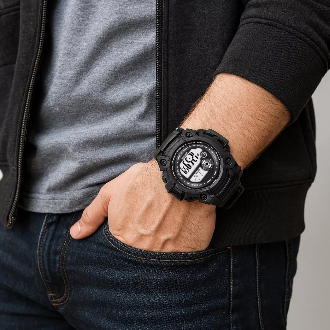 ساعت مچی دیجیتال مردانه مدل اسپرت تک زمانه کرنوگراف بند پیو کد A2