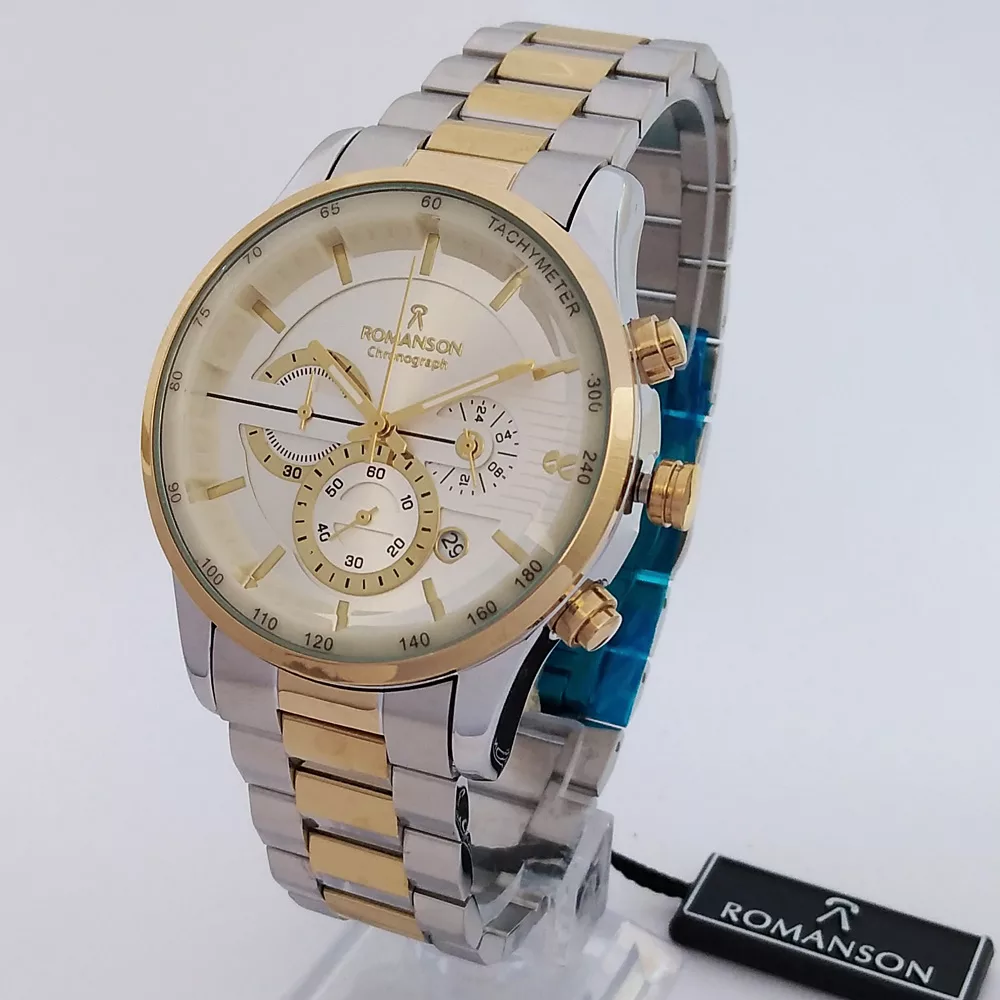ساعت مچی عقربهای مردانه رومانسون مدل بندفلزی سه موتور کرنوگراف ضدآب کد 540