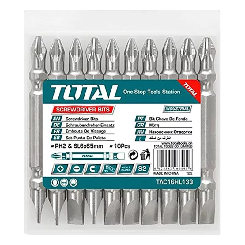 سری پیچ گوشتی یک سر چهارسو یک سر دو سو توتال مدل TAC16HL133 بسته 10 عددی