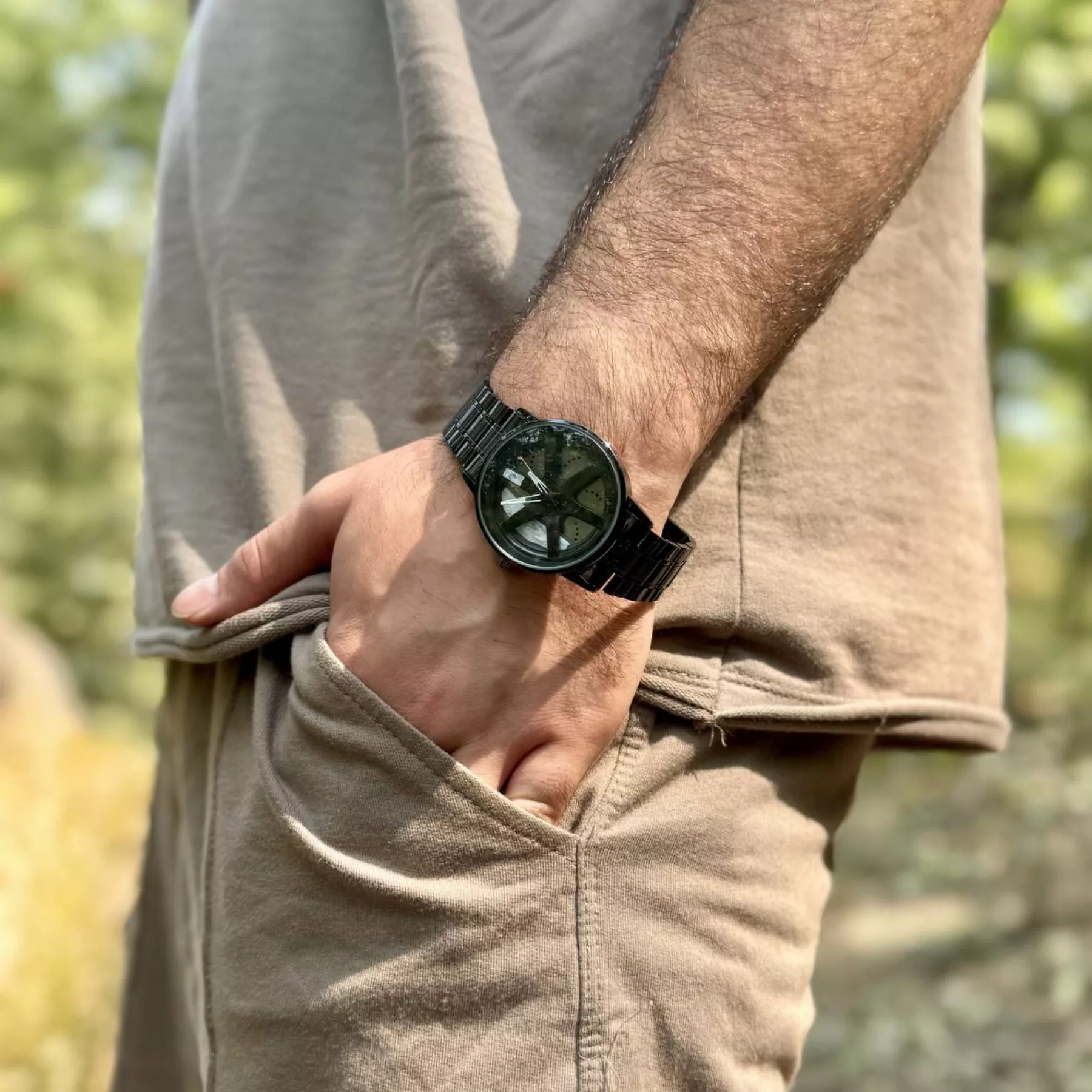 ساعت مچی عقربه‌ای کوارتز مردانه مدل اسپرت صفحه رینگ چرخان کد A