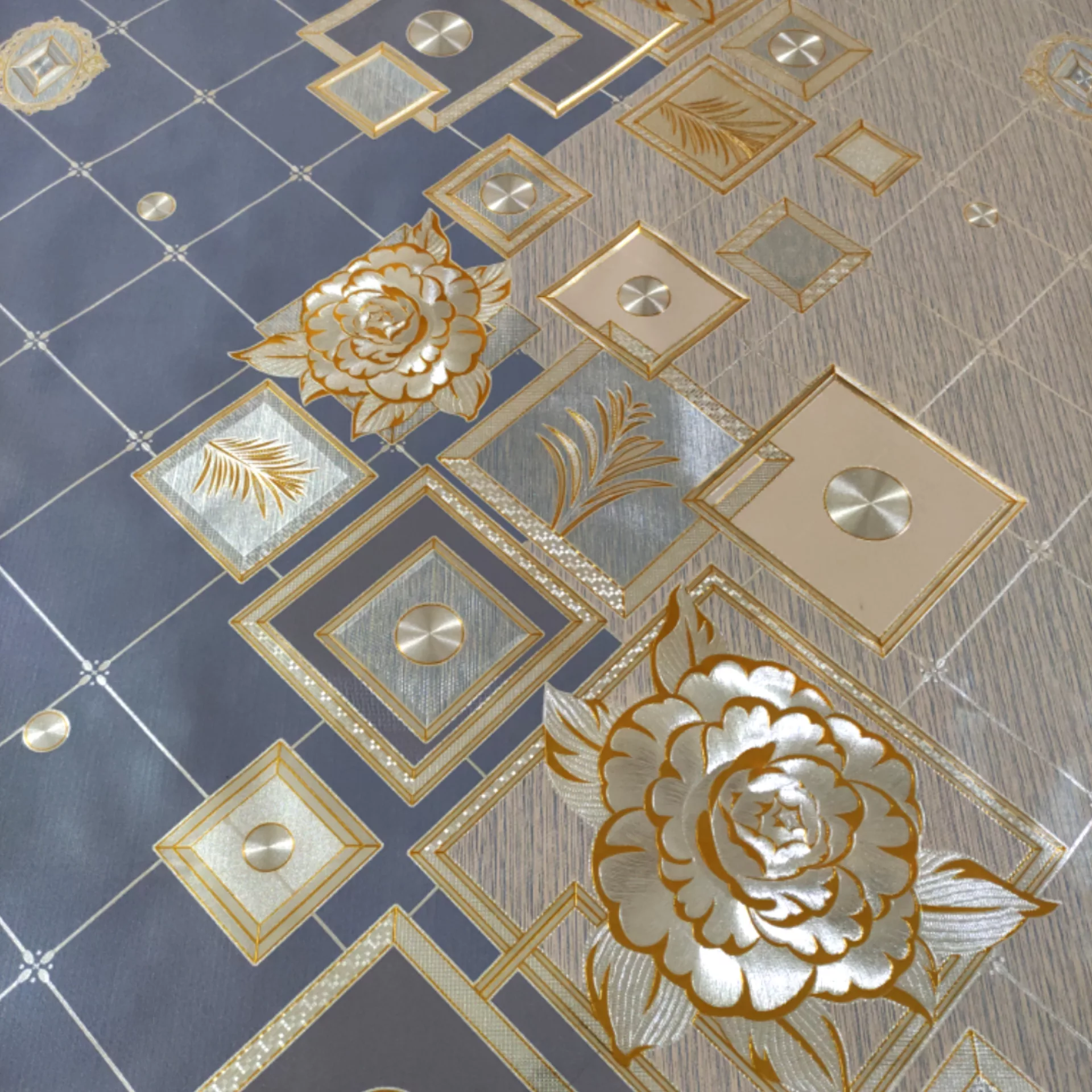 سفره 10 نفره مدل لایت پشت نخی طلاکوب