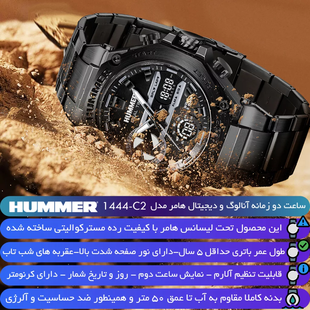 ساعت مچی عقربه‌ای کوارتز مردانه هامر مدل HM1444-C2