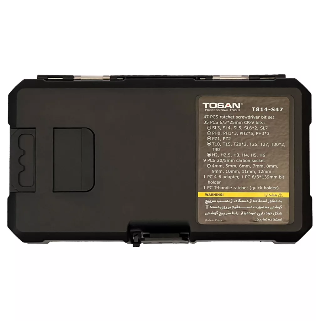 مجموعه 47 عددی سری بکس و پیچ گوشتی جغجغه ای توسن مدل T814-S47