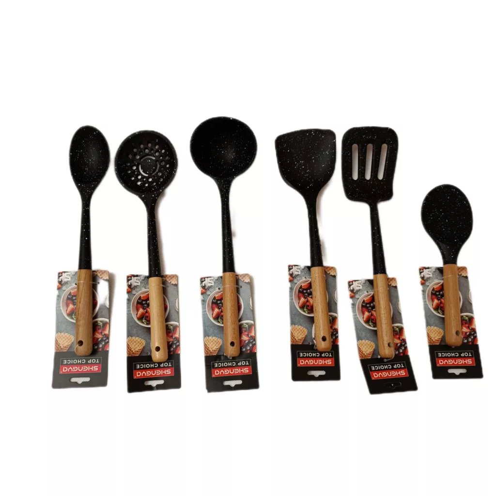 سرویس کفگیر و ملاقه 6 پارچه شنگیا مدل دسته بامبو کد P5038006