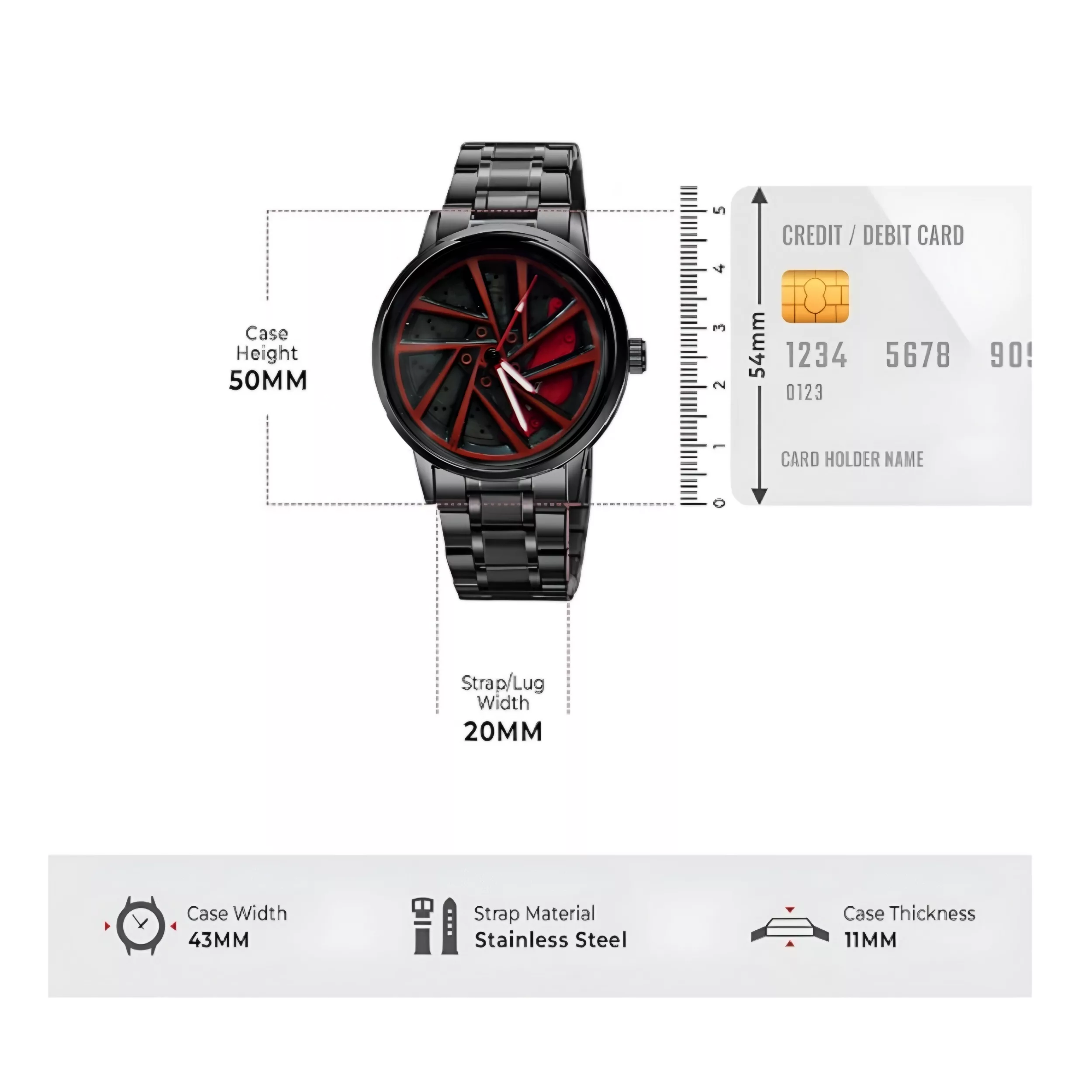 ساعت مچی عقربه‌ای کوارتز مردانه مدل اسپرت صفحه رینگ چرخان کد E