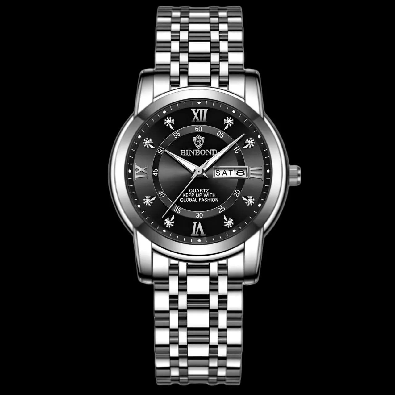 ساعت مچی عقربهای کوارتز مردانه بین باند مدل ریز بافت نگینی کد 003 ساعت مچی عقربهای کوارتز مردانه بین باند مدل ریز بافت نگینی کد 003