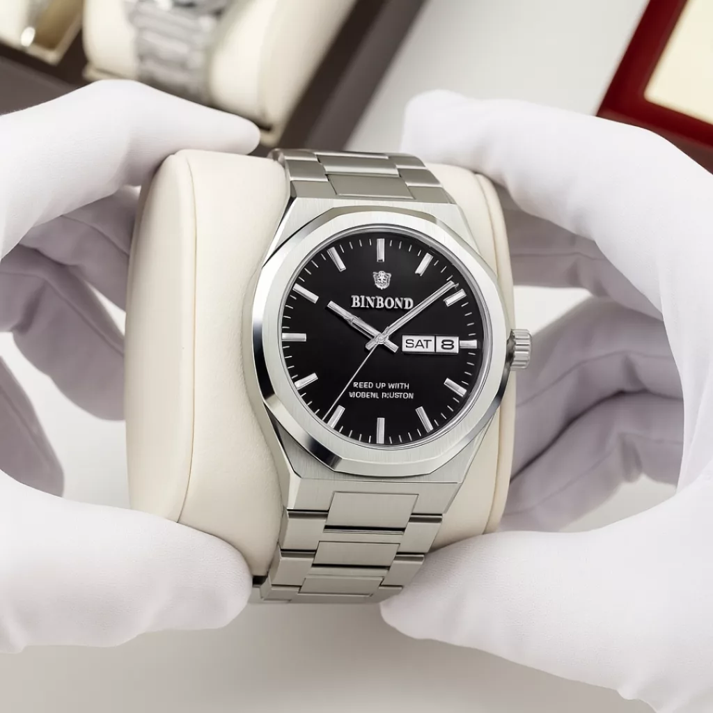 ساعت مچی عقربه‌ای کوارتز مردانه بین باند مدل کلاسیک لوکس اسپرت دی دیت بند استیل قفل مخفی کد J.A2