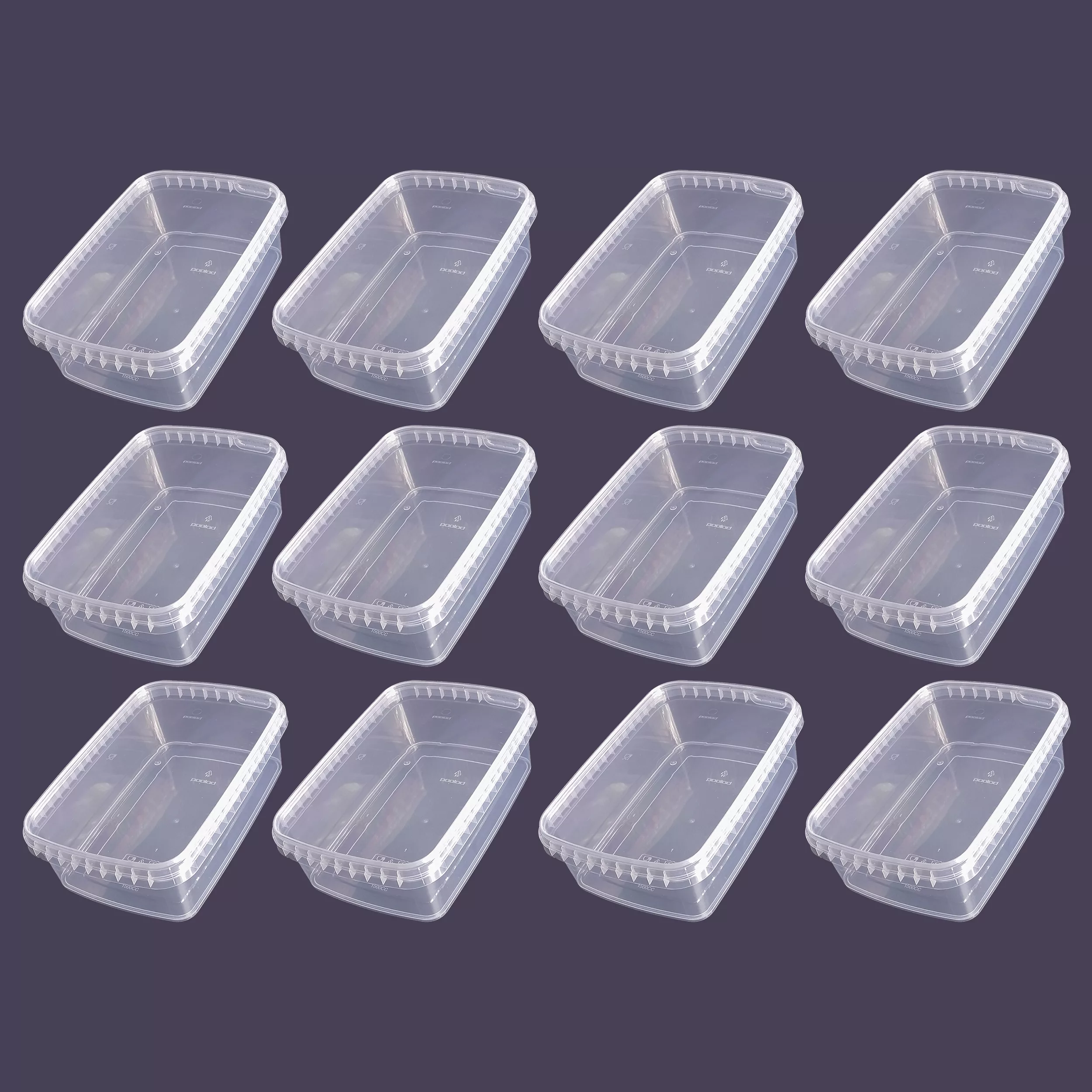 ظرف نگهدارنده پولاد پویش فریزری پولاد مدل بزرگ 1500cc بسته 12 عددی