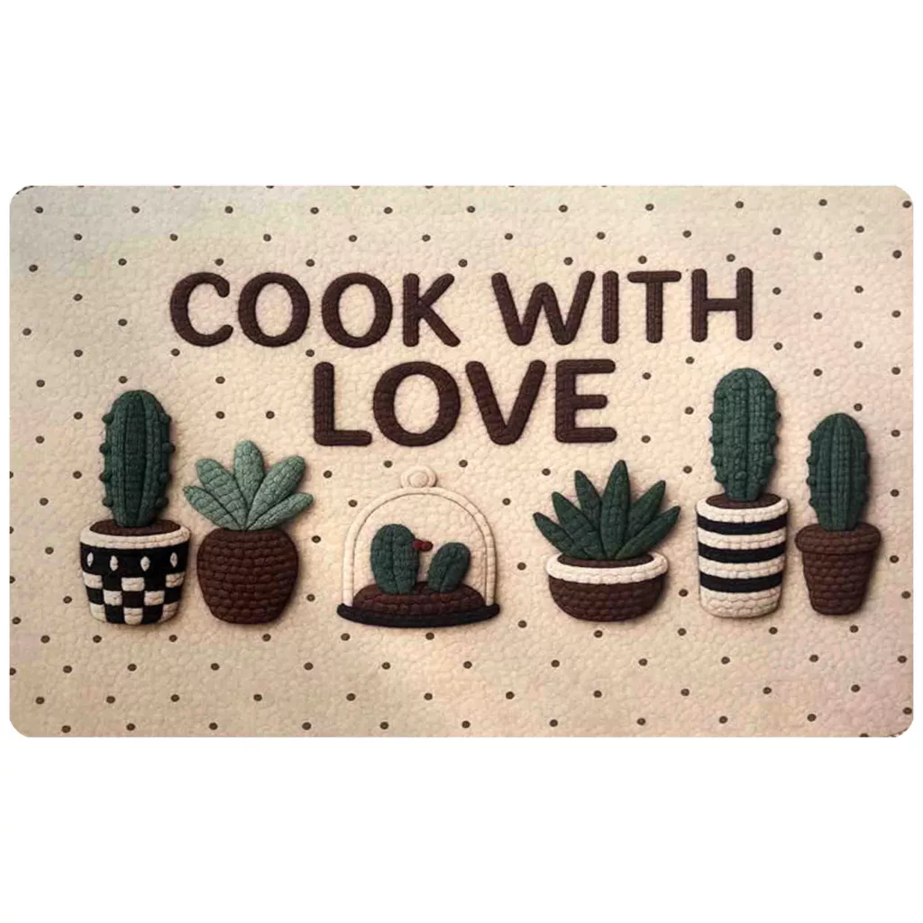 پادری مدل راما اسفنجی طرح کاکتوس R-144  سایز 70×50 سانتی‌متر مناسب برای فضای داخلی