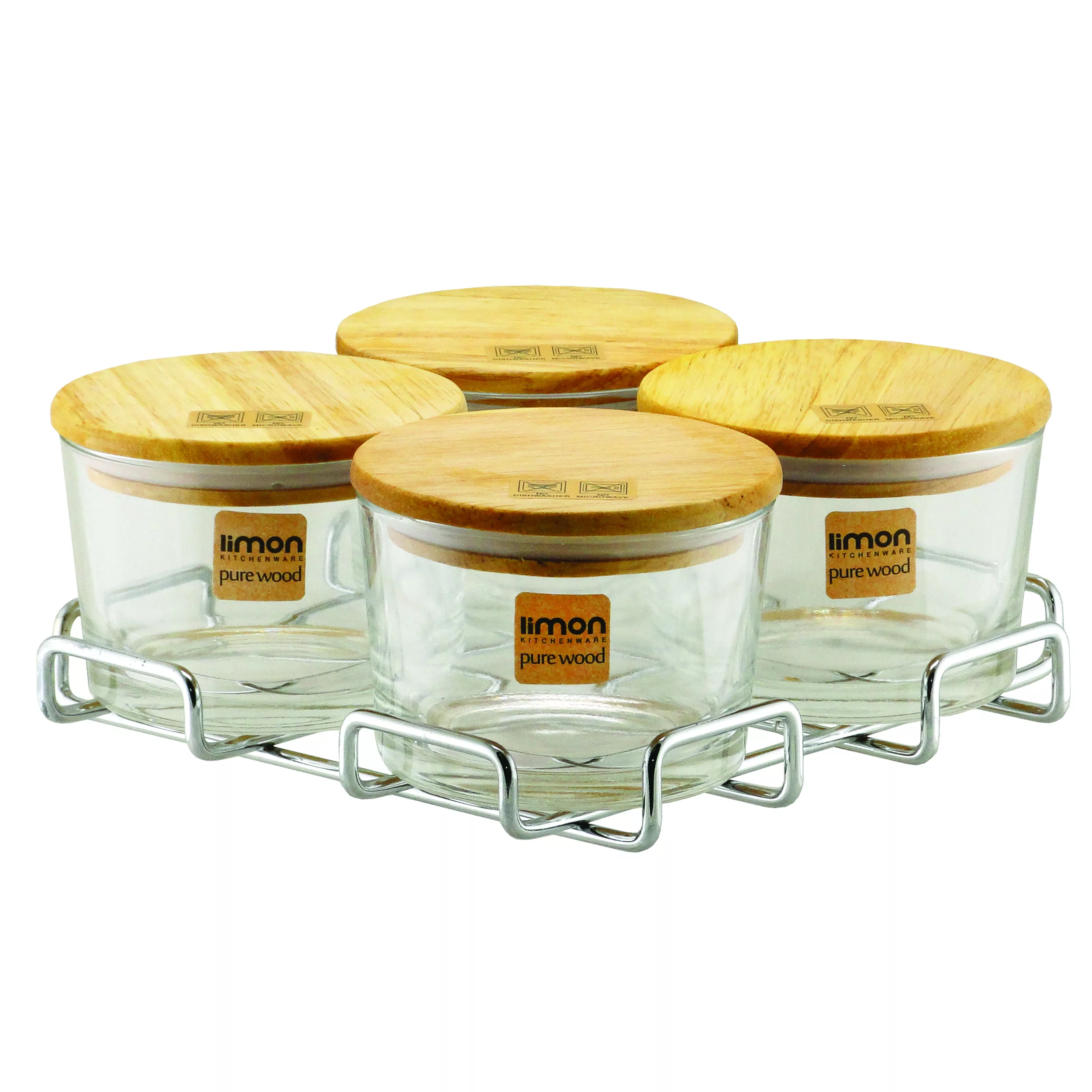 اردوخوری لیمون مدل پایه استیل طرح چوبی مجموعه 5 عددی