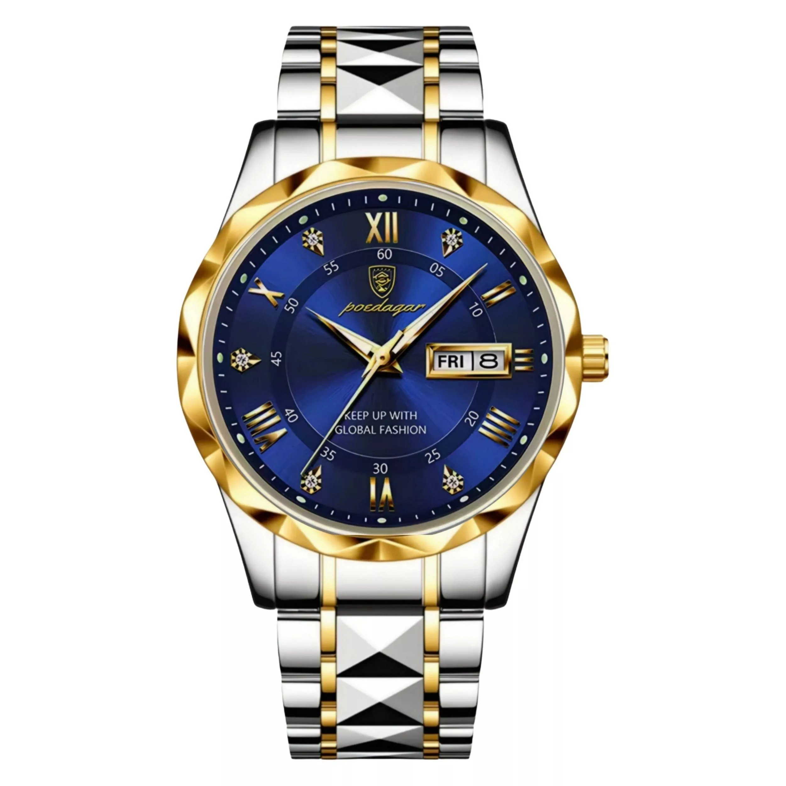ساعت مچی عقربه‌ای کوارتز مردانه پوداگار مدل دی دیت بند استیل تراش الماسی کد P1