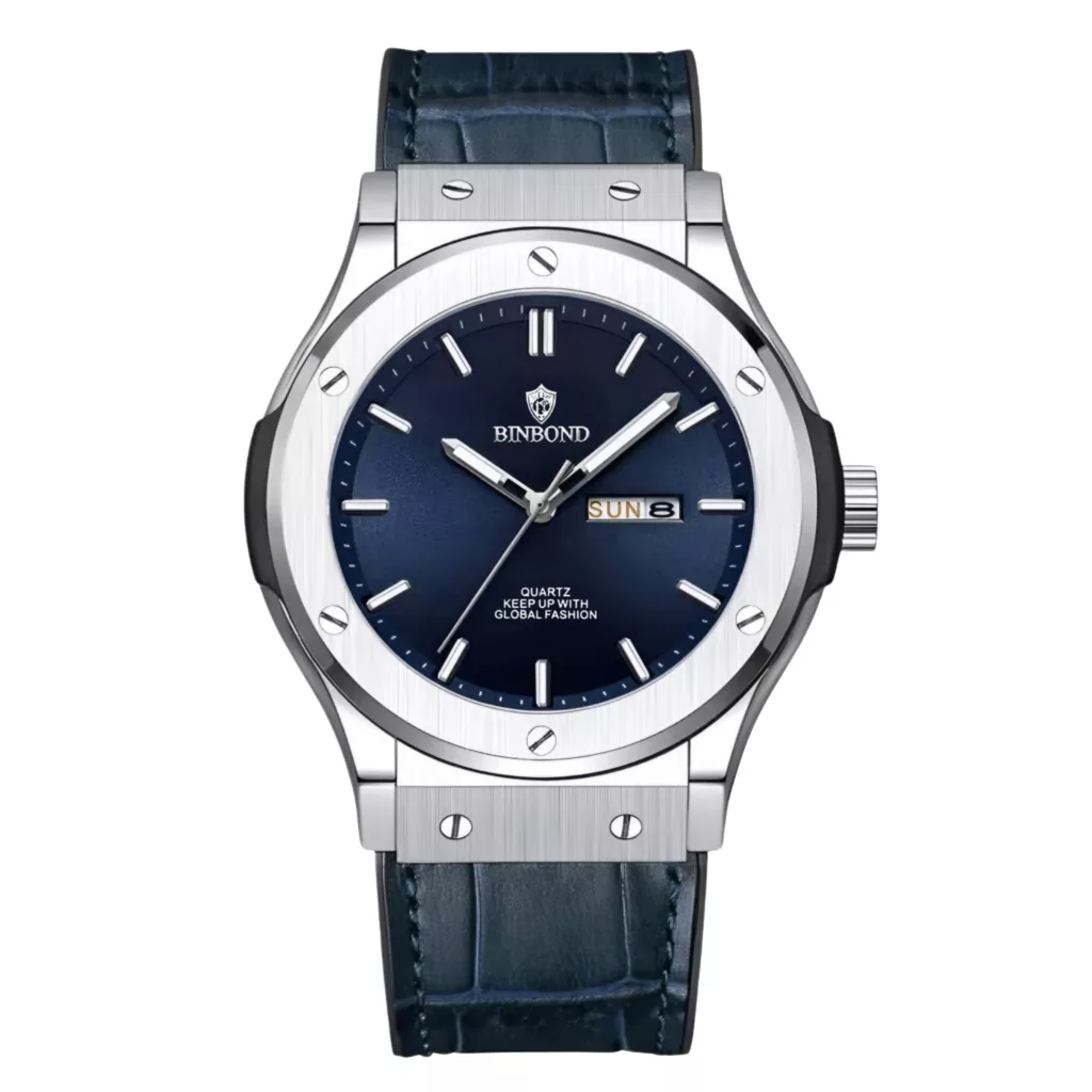 ساعت مچی عقربه‌ای کوارتز مردانه بین باند مدل کلاسیک دی دیت بند چرم کد ۲