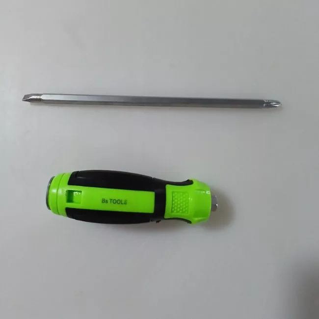 پیچ گوشتی ضربه خور مدل BS TOOLS دو طرفه(یک سر دوسو و یک سر چهار سو) سایز ۱۰۰×۶ بسته 1 عددی