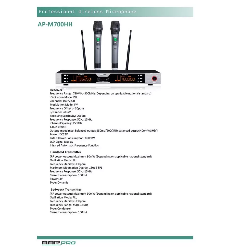 ست میکروفن بی سیم AAPPRO AP-M700HH