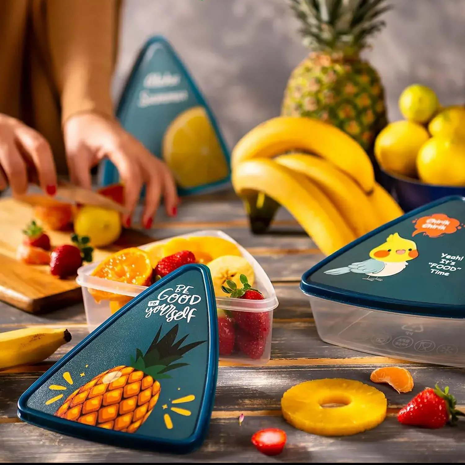 ظرف نگهدارنده فرش کیپس طرح آناناس بسته سه عددی