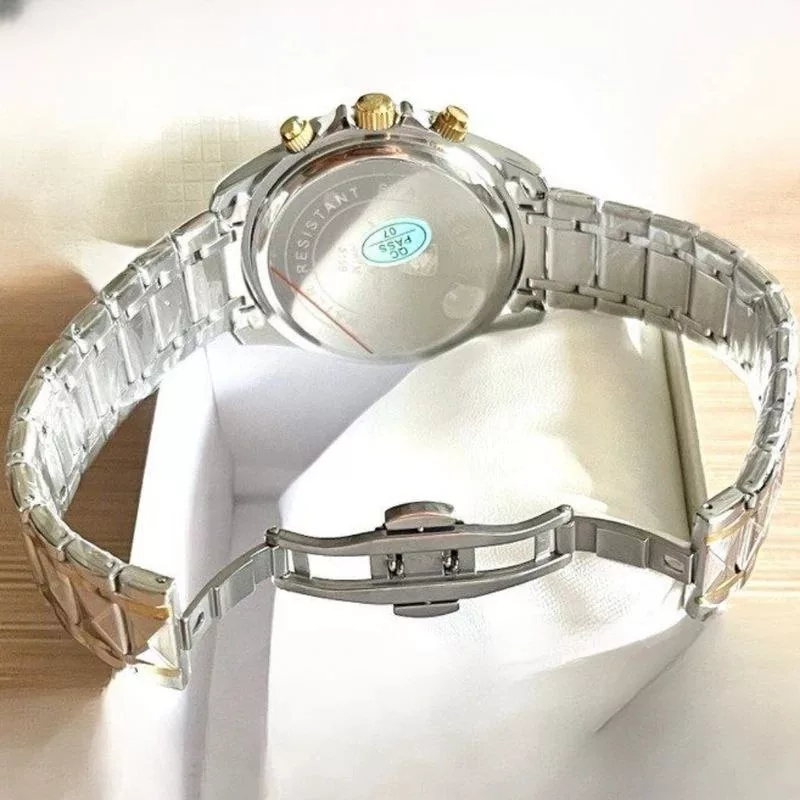 ساعت مچی عقربه‌ای کوارتز مردانه بین باند مدل الماسی کورنوگراف سه موتور فعال کد 106