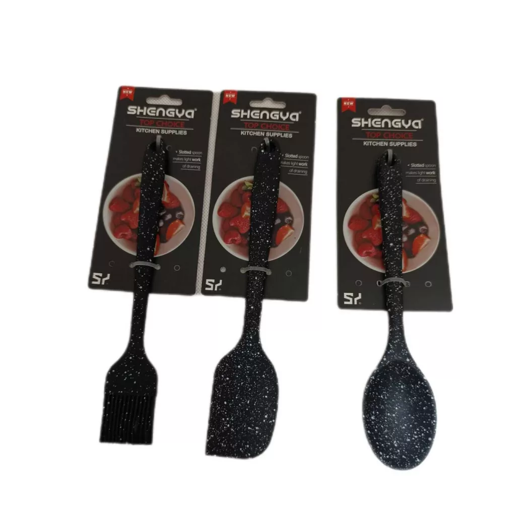 سرویس کفگیر 3 پارچه شنگیا مدل سیلیکونی کهکشانی طرح مینیاتوری