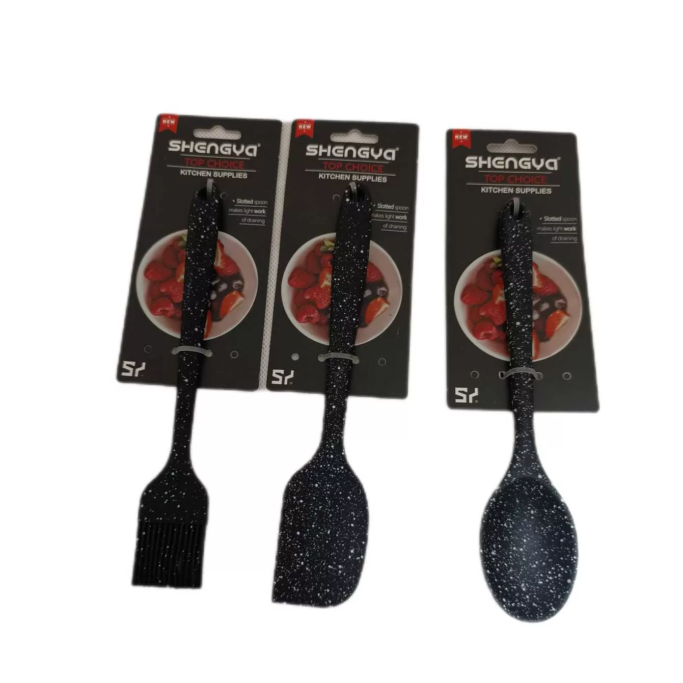 سرویس کفگیر 3 پارچه شنگیا مدل سیلیکونی کهکشانی طرح مینیاتوری