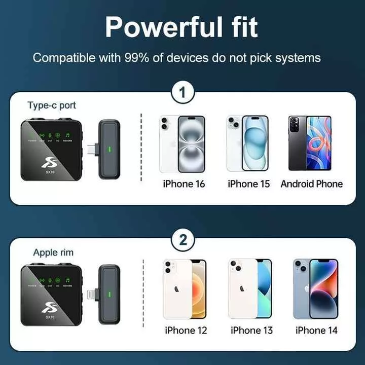 ست میکروفن بی سیم مدل SX10 Dual با درگاه اتصال Type-c