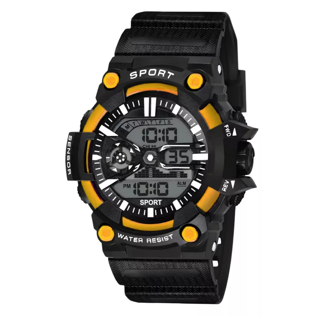 ساعت مچی دیجیتال مدل اسپرت تک زمانه کرنوگراف بند پیو کد ۵