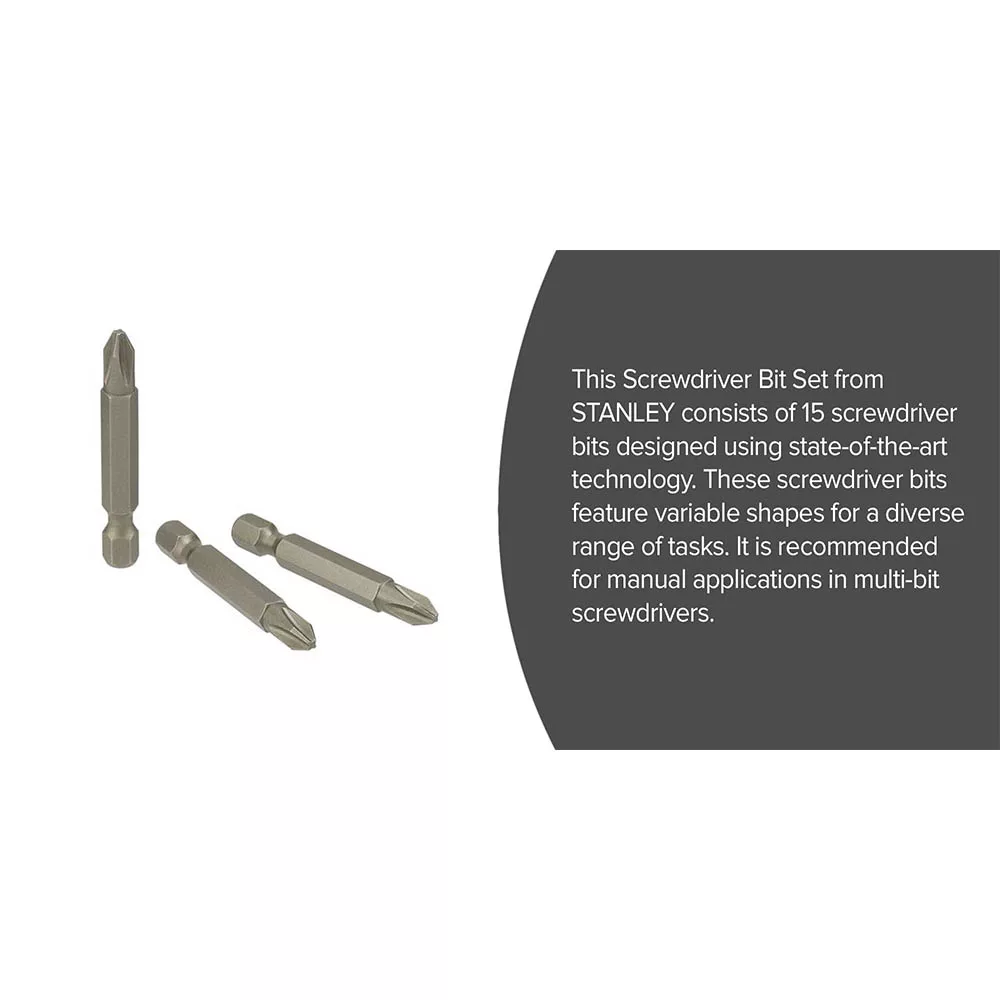 سری پیچ گوشتی تکسر چهار سو استنلی مدل STHT72678-8L بسته 15 عددی