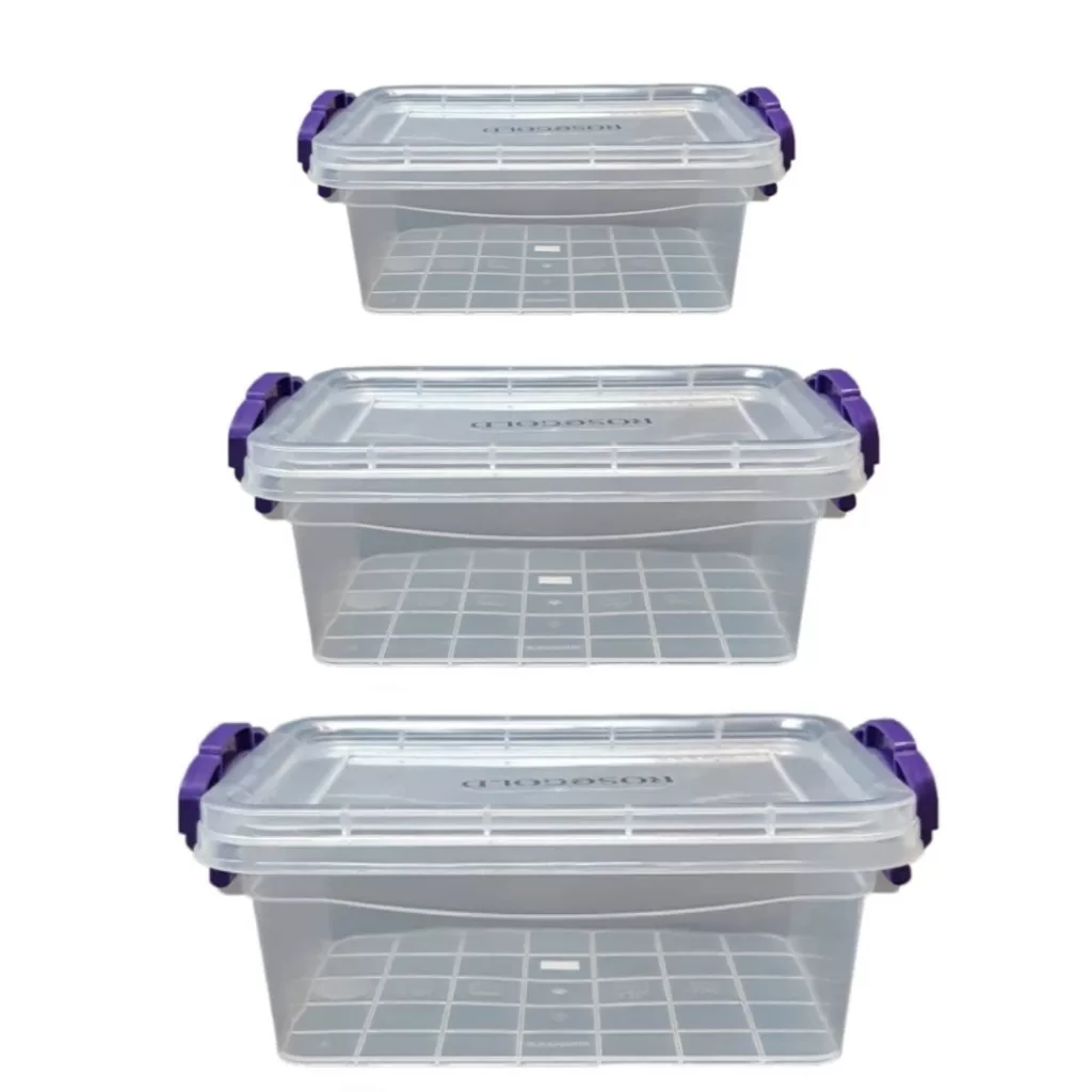 ظرف نگهدارنده رزگلد مدل فریزری قفلی 1 و 2 و 3 بسته 3 عددی