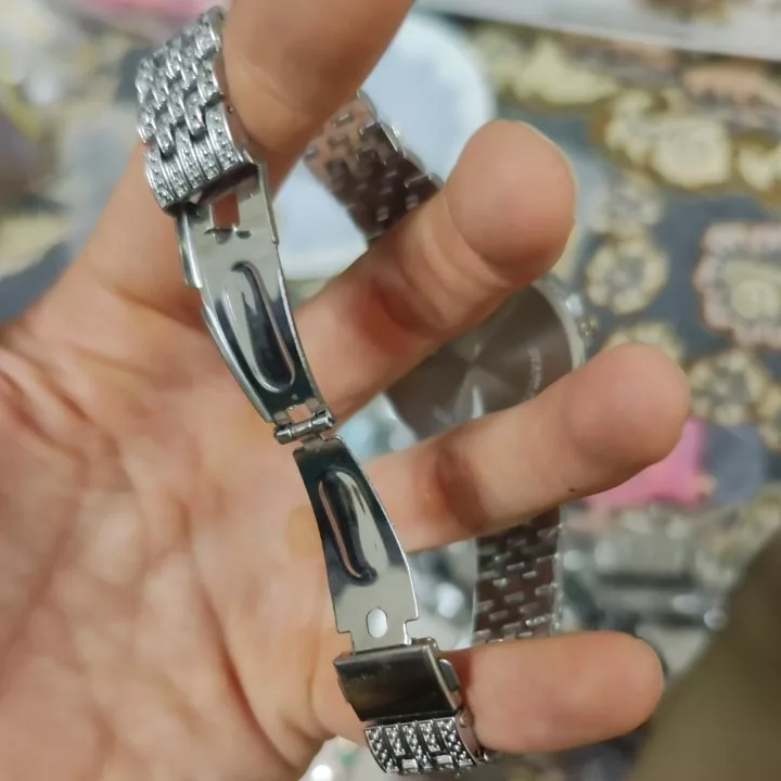 ساعت مچی عقربه‌ای مردانه مدل دور نگین بند فول نگین کد 5