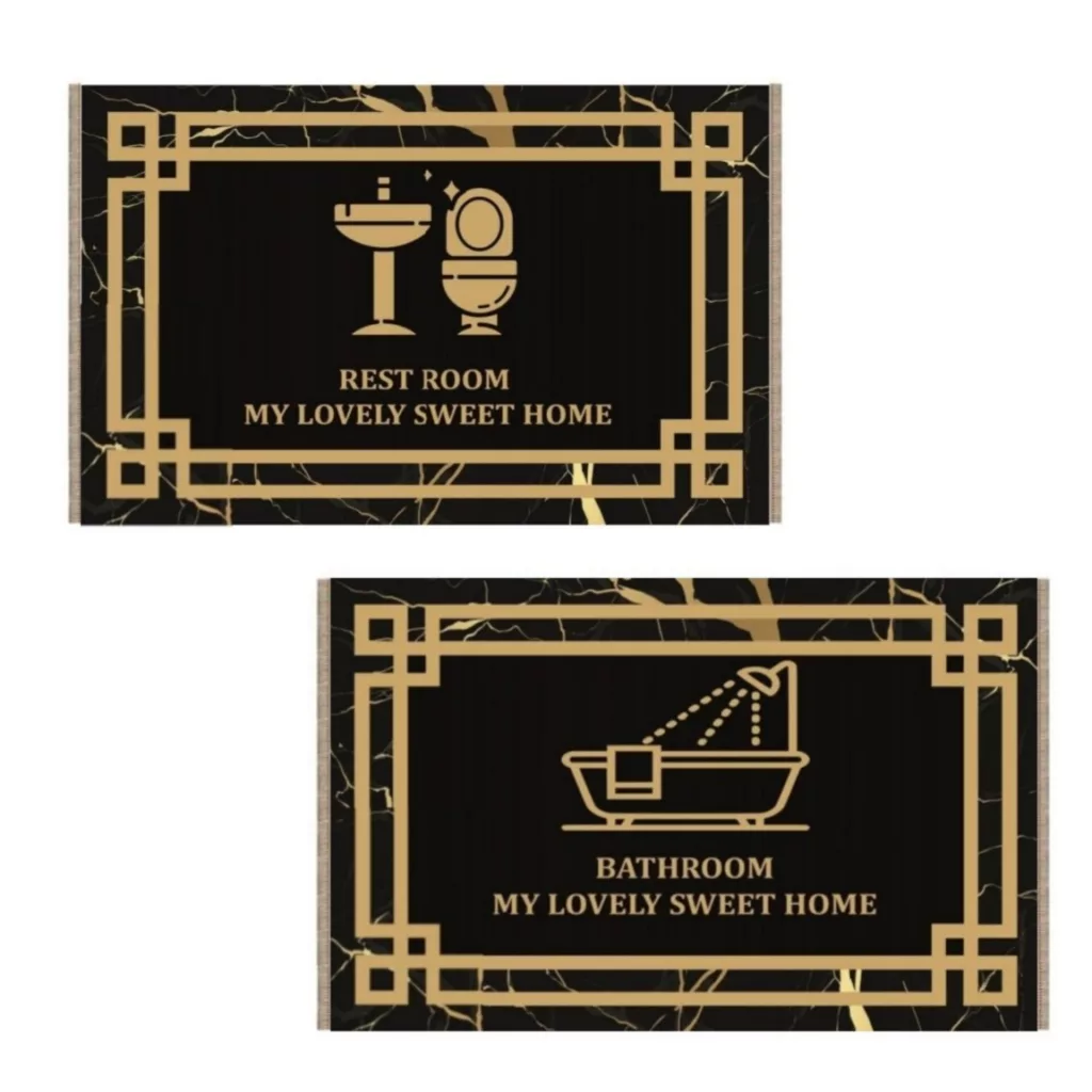 پادری طرح حمام و سرویس بهداشتی کد 67 سایز 50×80  سانتیمتر مجموعه دو عددی