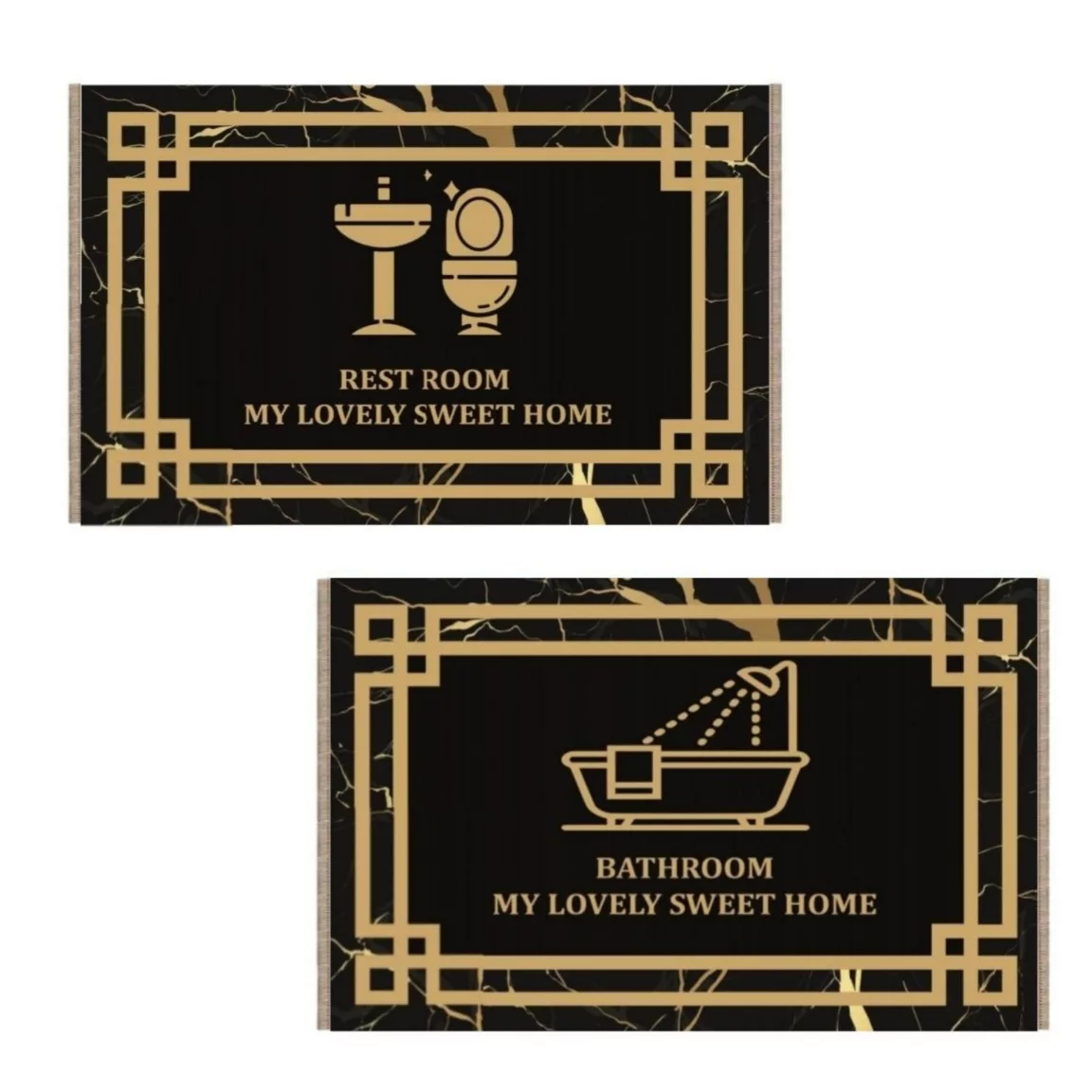 پادری طرح حمام و سرویس بهداشتی کد 67 سایز 50×80  سانتیمتر مجموعه دو عددی