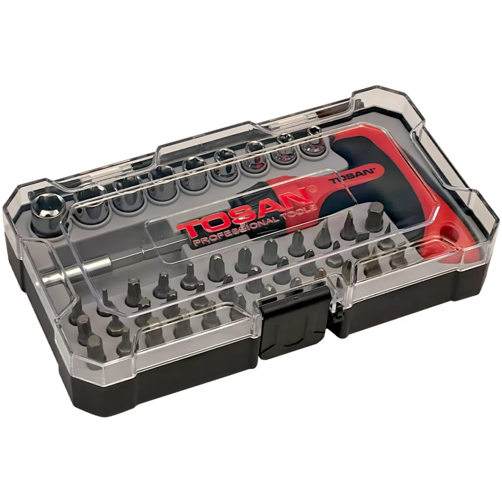 مجموعه 47 عددی سری بکس و پیچ گوشتی جغجغه ای توسن مدل T814-S47