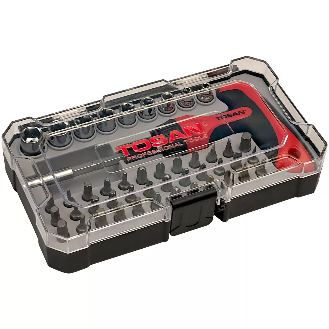 مجموعه 47 عددی سری بکس و پیچ گوشتی جغجغه ای توسن مدل T814-S47