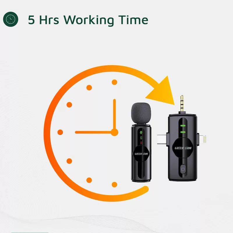 میکروفن بی سیم گرین لاین مدل GM-79X با درگاه اتصال USB-C/لایتنینگ/AUX