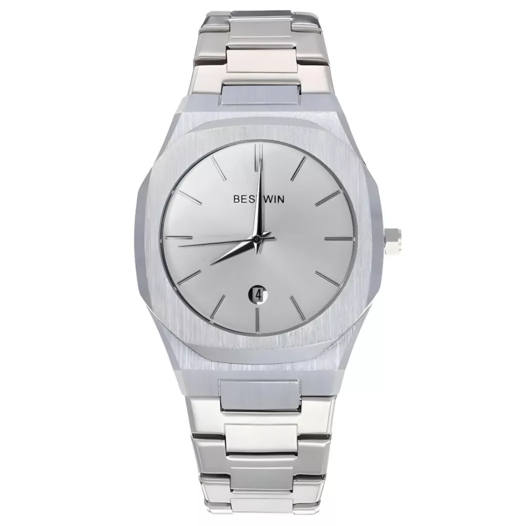 ساعت مچی عقربه‌ای کوارتز مردانه مدل کلاسیک صفحه خطی کد 008