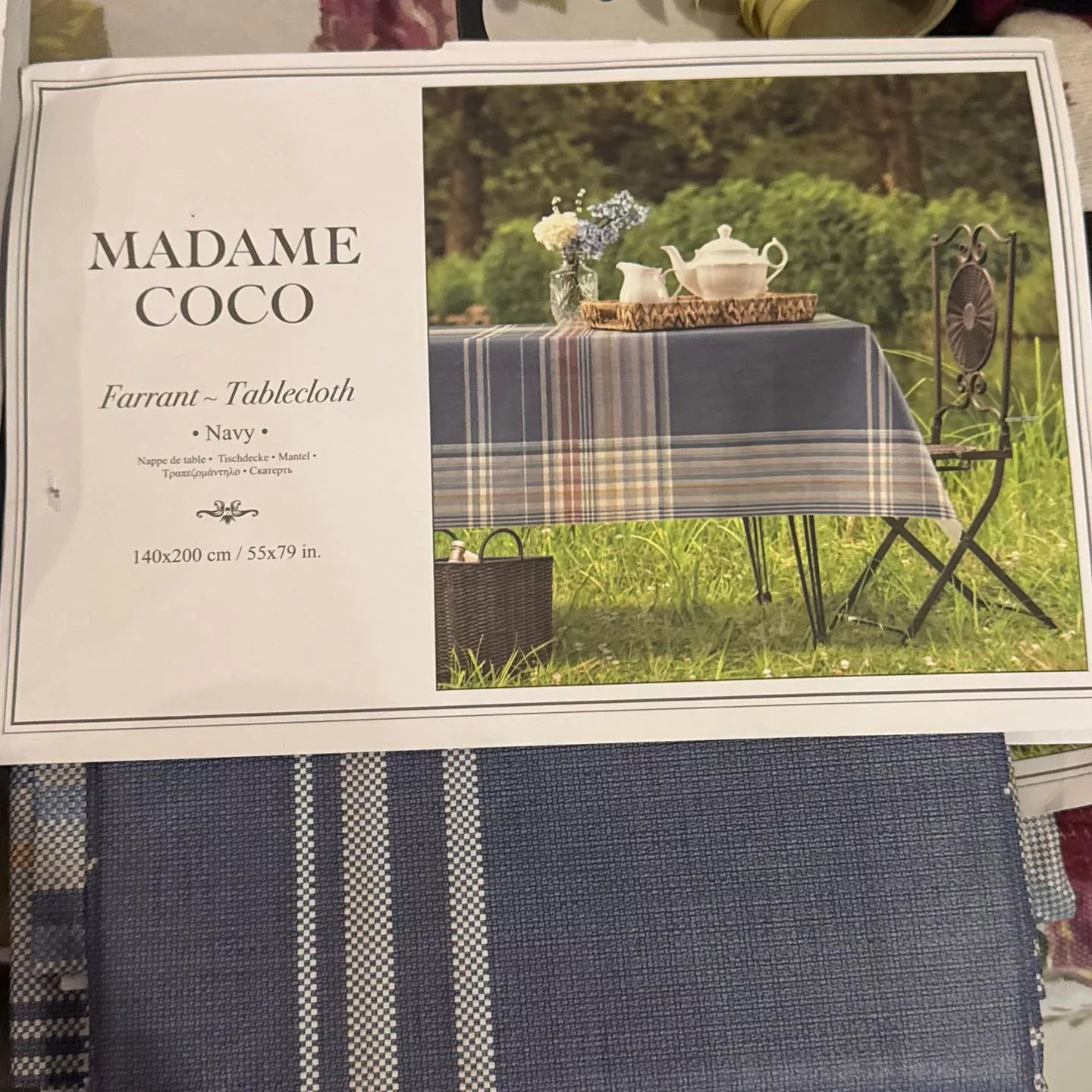 سفره هشت نفره مادام کوکو مدل Farrant.140200.Lacivert سایز 140*200 سانتی متر