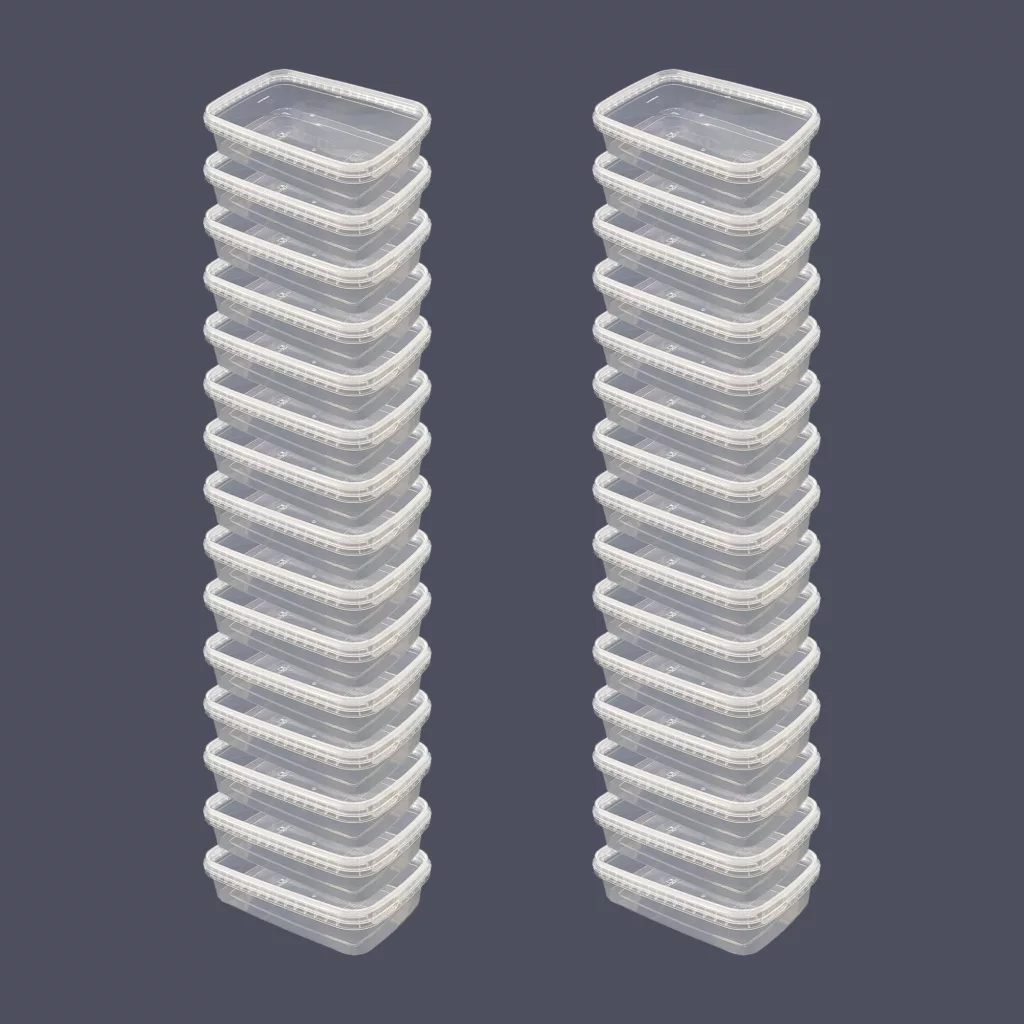 ظرف نگهدارنده پولاد پویش مدل فریزری و مایکروویوی طرح شفاف کد 700cc بسته 30 عددی