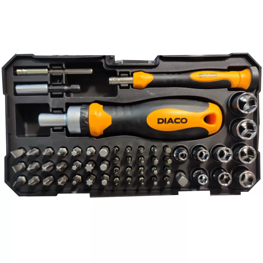 پیچ گوشتی جغجغه ای دیاکو مدل D1681D بسته 56 عددی