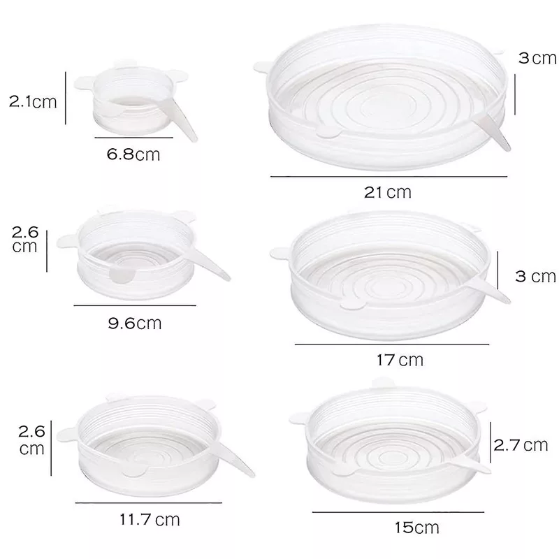 درپوش ظرف مدل سیلیکونی کد 1838 مجموعه 6 عددی