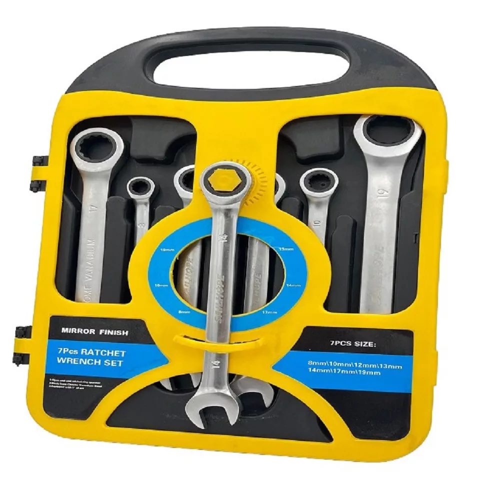 آچار جغجغه ای مدل یک سر تخت سایز 8 میلی متر مجموعه 7 عددی