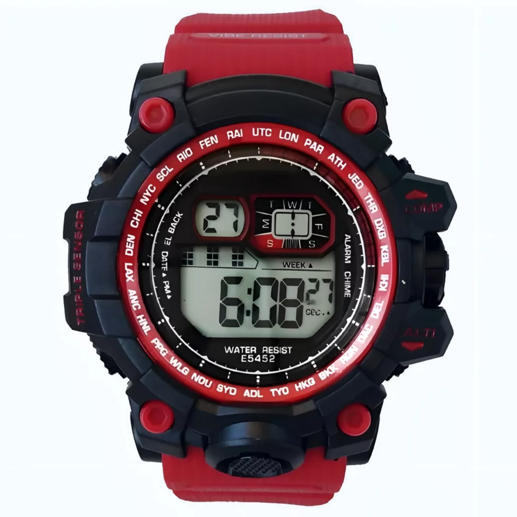 ساعت مچی دیجیتال مدل تک زمانه بند پیو کرنومتر دار کد EM1