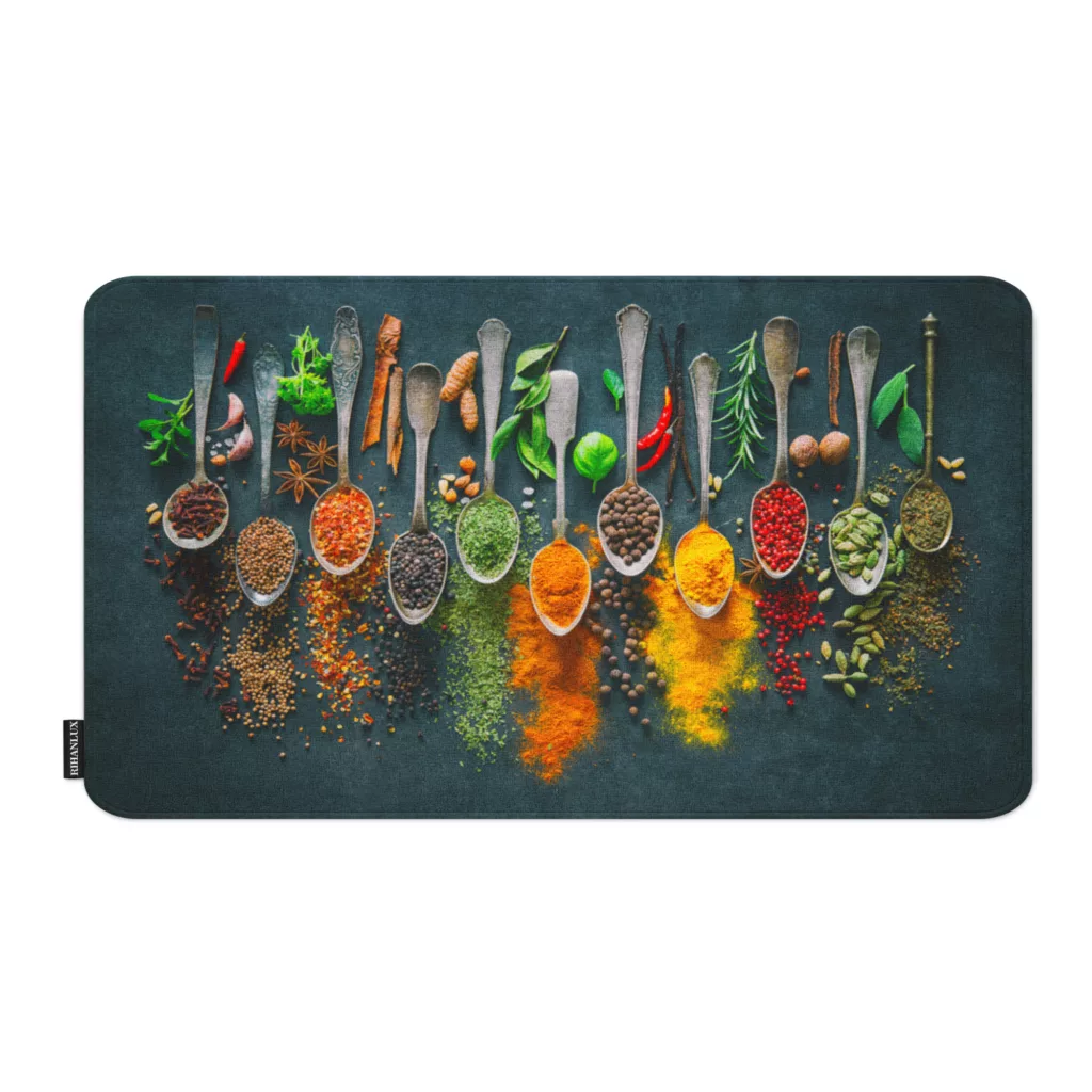 پادری ریحانلوکس مدل مستطیل طرح ادویه‌جات کد PADARI-A11 سایز 70×50 سانتی‌متر مناسب برای فضای داخلی