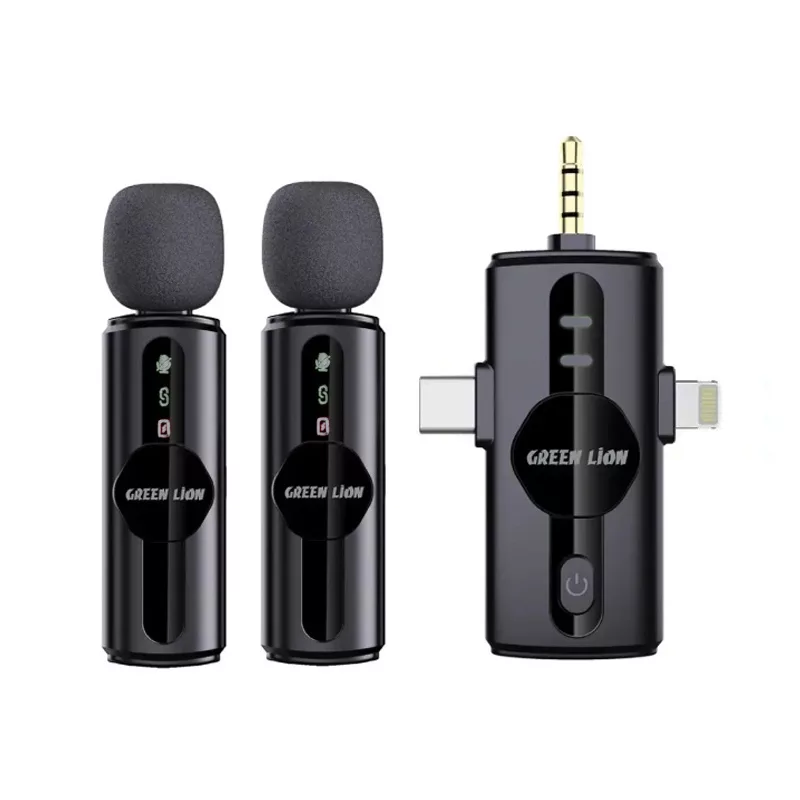 ست میکروفن بی سیم گرین لاین مدل GM-80X با درگاه اتصال لایتنینگ/AUX/USB-C