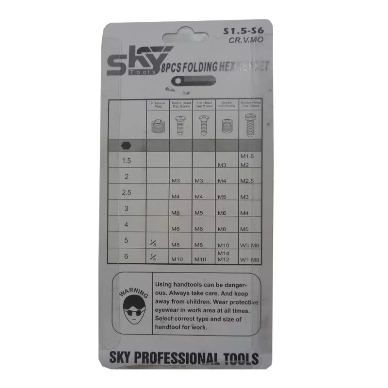 آچار آلن شش گوش اسکای مدل D8 مجموعه 8 عددی