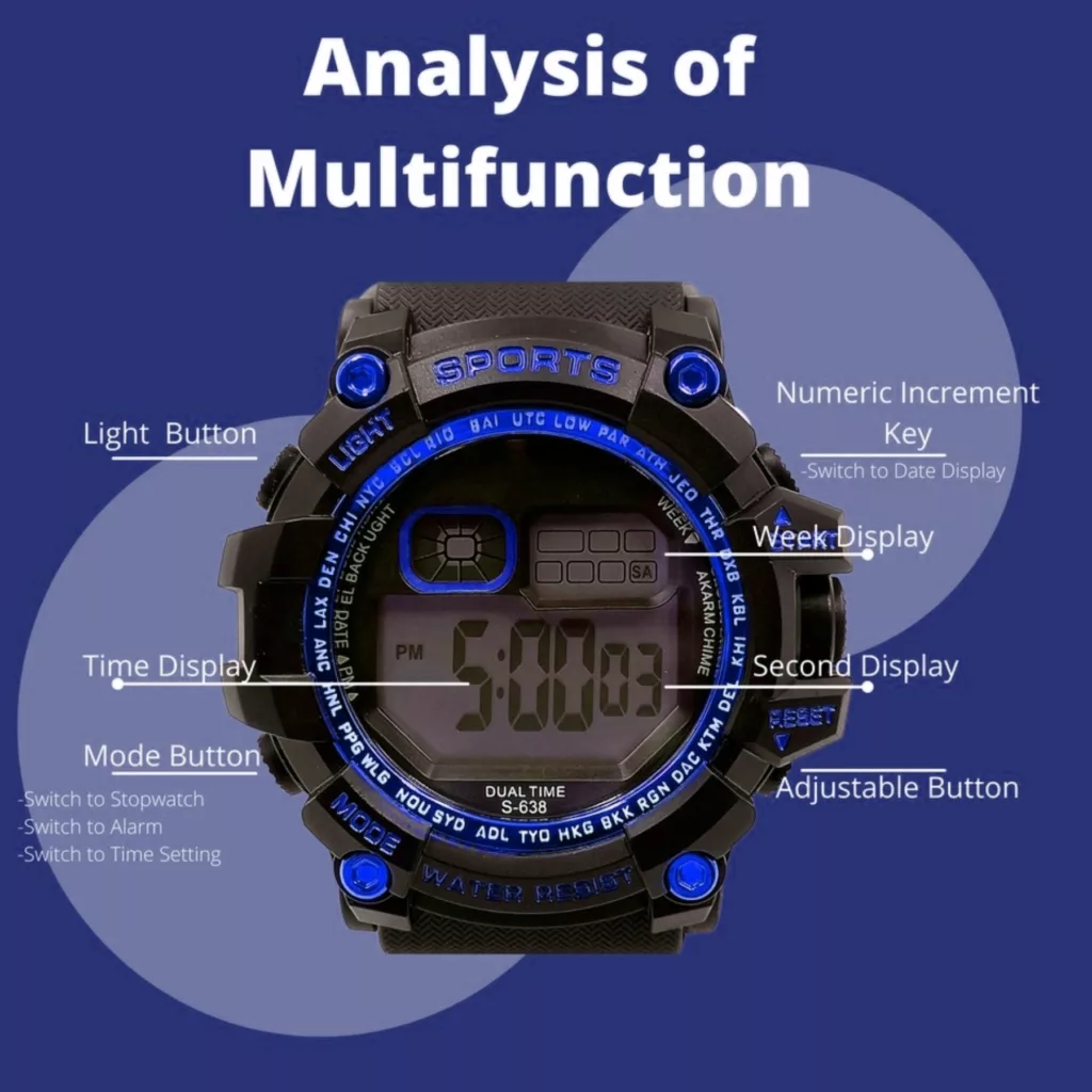 ساعت مچی دیجیتال مدل تک زمانه کرنومتر دار کد 3