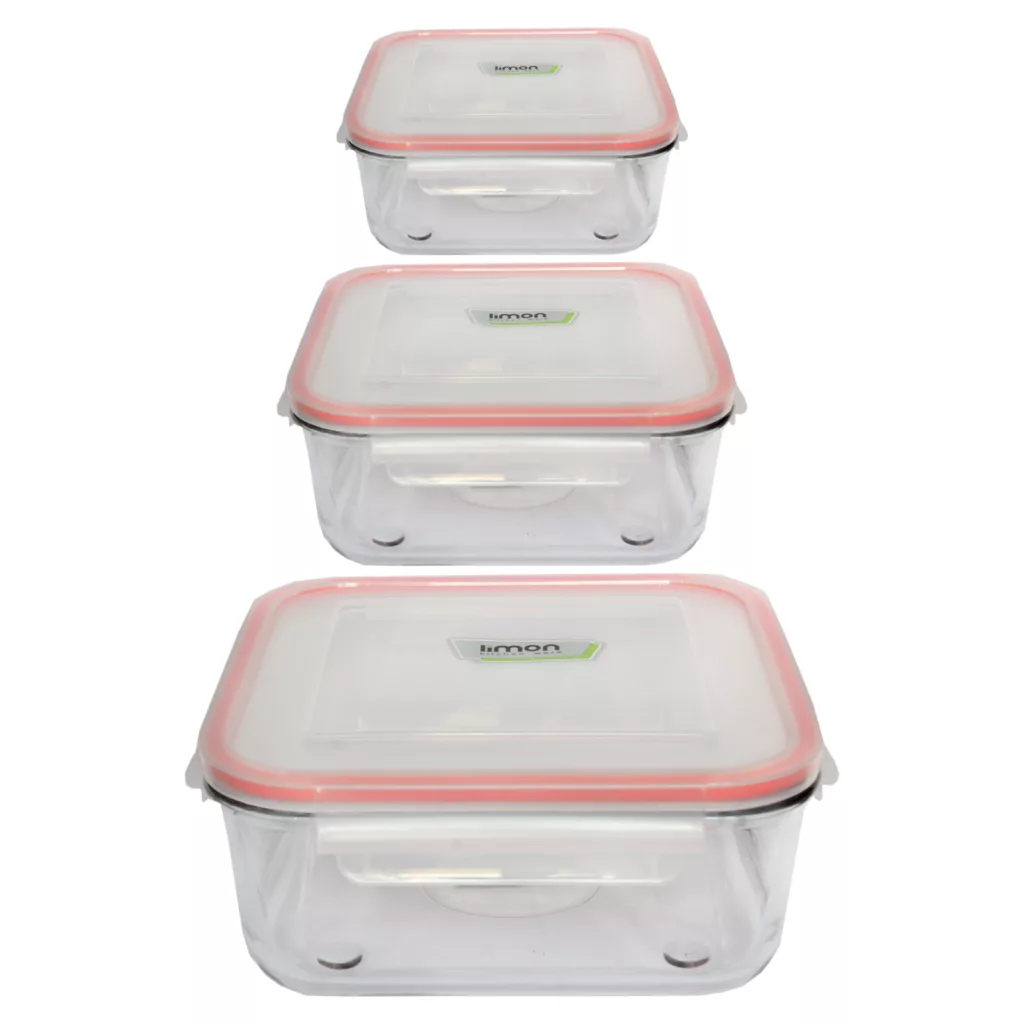 ظرف نگهدارنده لیمون مدل 2048 مربع مجموعه 3 عددی