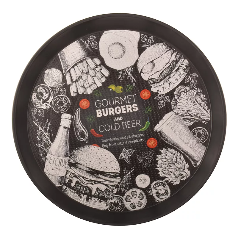 سینی بدون دسته مهروز مدل 6004  طرح Burgers سایز 40*40 سانتیمتر