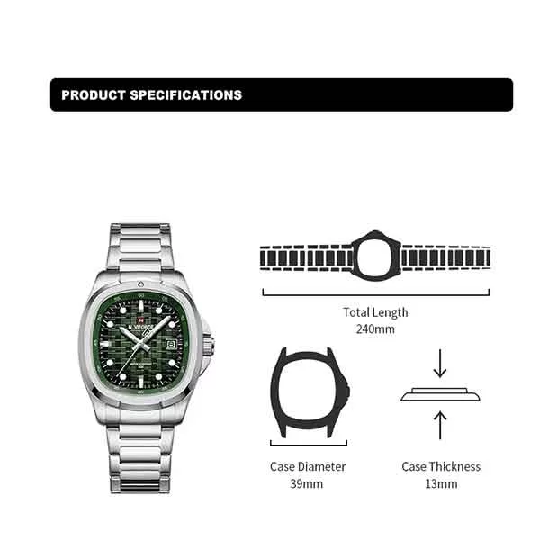 ساعت مچی عقربه‌ای کوارتز مردانه نیوی فورس مدل NF9240 S/GN/S