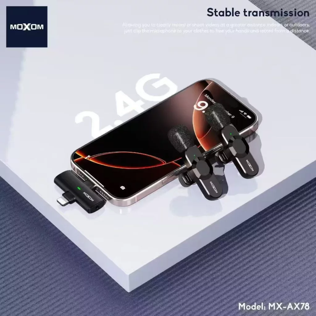 ست میکروفن بی سیم موکسوم مدل MX-AX78 با درگاه اتصال USB-C/لایتنینگ